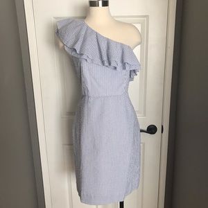 J.Crew Seersucker Dress with Ruffle